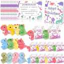 Yoloodayy Dinosaur Party Favors Includes Pink Plush Dinosaur Foldable Boxes 12 Adopt Cards 1 Adopt Sign for Adopt a Dinosaur Party Favors Adoption Party Supplies Gifts
