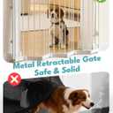 No Pawblems Retractable Safty Gate, Metal Adjustable Dog Gate for Doorways, Stairs & Hallways, Expands to 45" Wide, 36" Tall Gate, Auto Retract Design, No Bottom Bar, White