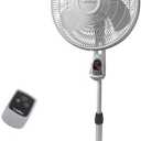 Lasko Oscillating Adjustable Pedestal Stand Fan with Timer and Remote for Indoor, Bedroom, Living Room, Home Office & College Dorm Use, 16 Inch, White, 1646
