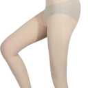 2-Pack Slightly Transparent Tights for girls & women, High Elasticity Sheen Pantyhose, For Work Dance Casual. (Beige, M)