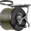 Heavy Duty Wall Mounted Garden Hose Reel Durable Steel Construction, Come with 130ft Rubber Garden Hose & 5ft Lead-in Hose, Brass Fittings, Easy Crank Handle, Weather Resistant