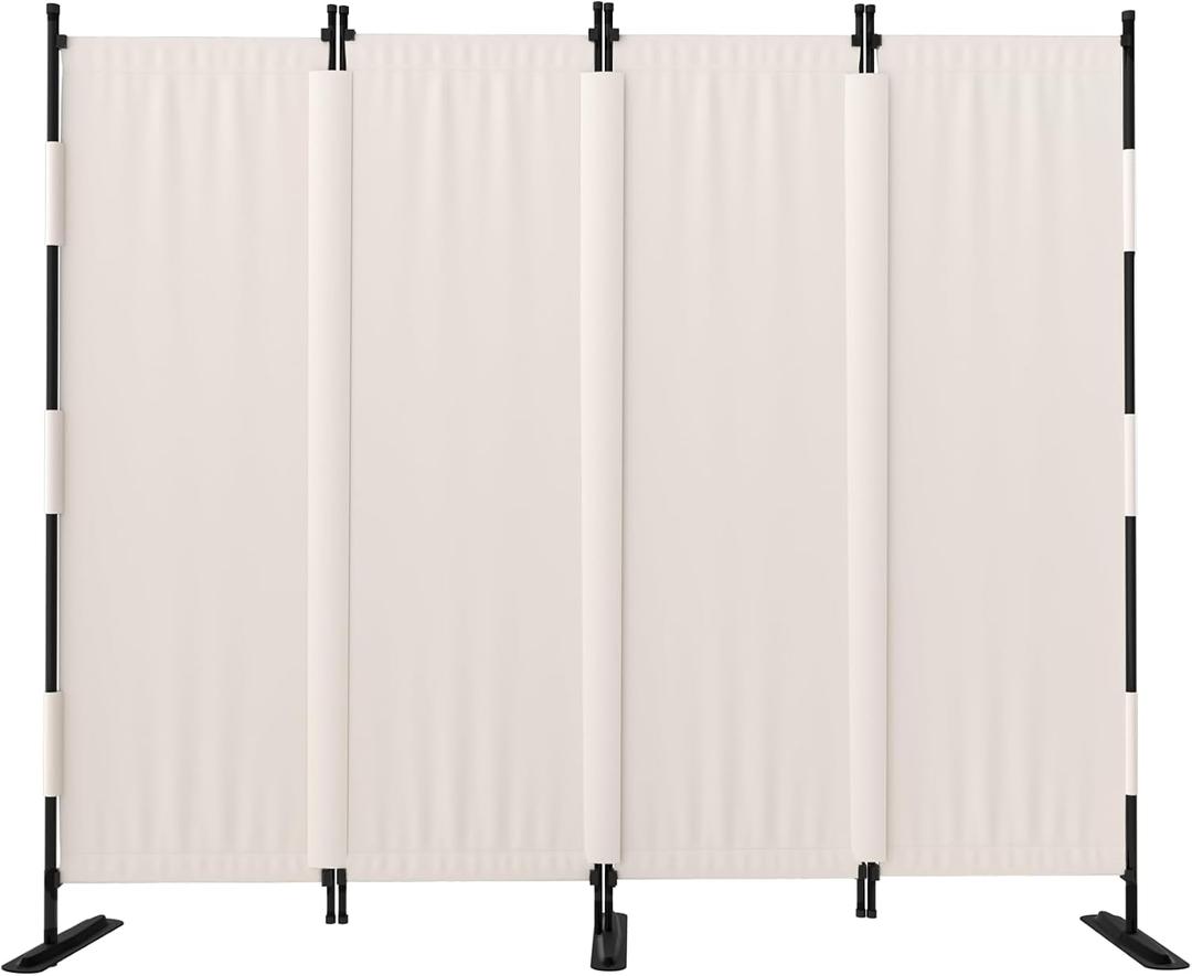 GOJOOASIS Room Divider 4 Panel Folding Privacy Screen, Portable Small Room Dividers Partition 88" Wall Dividers for Room Separation Upgrated Seamless Accordion Room Divider (White, Type A)