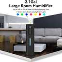 Humidifiers Large Room Bedroom with 7 Colors Light, 2.1Gal(8L) 3 Speed Quiet Ultrasonic Cool Mist Humidifier with 360 Nozzle, Humidity Setting, Timer, Aroma Box for Home Plant Baby Yoga Sleep (Black)