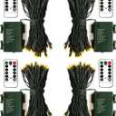 ZAIYW Battery Operated String Lights 4 Pack 16.5Ft 50LED String Lights with Remote Control 8 Modes Timer Christmas Lights Green Wire for Outdoor Garden Party Garlands Xmas Tree Decor (Warm White)