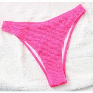 YMISAN Women's Bikini Swim Bottom Briefs Ribbed High Cut Mid Waist Cheeky Bathing Suit Bottom (Medium,Hot Pink)