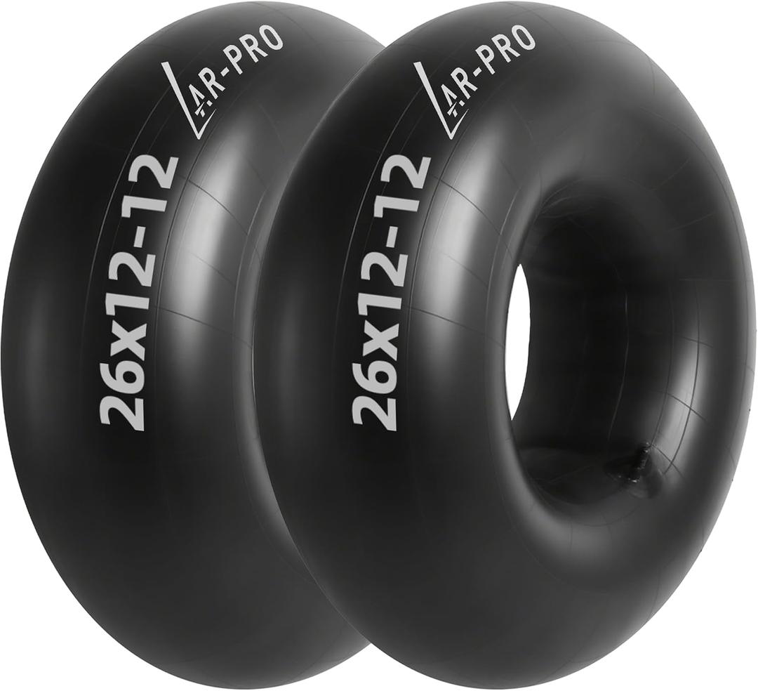AR-PRO Relacement 26x12-12 Heavy-Duty Inner Tubes for ATV/UTV, Lawn Tractor, Golf Cart, Snow Blowers, and More - With TR13 Straight Valve Stems - Made from Durable Butyl Rubber (2-Pack)