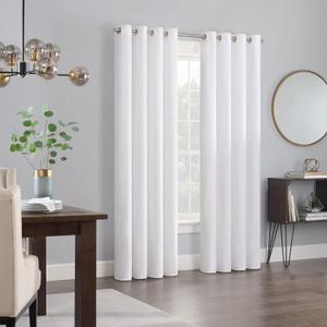 Eclipse Aurelia Velvet Room Darkening Grommet Noise Reduction Window Curtains (2 Panels), 52 in x 63 in, White