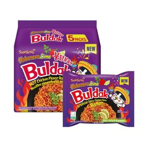 Samyang Buldak Spicy Ramen,Hot Chicken Ramen,Korean Stir-Fried Instant Noodle,Habanero Lime Flavor,1 Bag with 5 Pack (EXP 06/11/26)