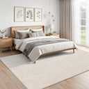 SHACOS Soft Fluffy 8x10 Area Rugs for Living Room, Modern Geometric High Low Pile Non Slip Washable Rugs, Stain Resistant Carpet Rug for Bedroom Dining Room Kids Room, Beige