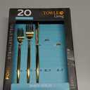 Towle Living Forged Shea Gold 20-Piece Flatware Set, Service for 4, Modern Forged Stainless Steel Silverware with Warm Gold Finish, Elegant Tableware for Everyday & Entertaining