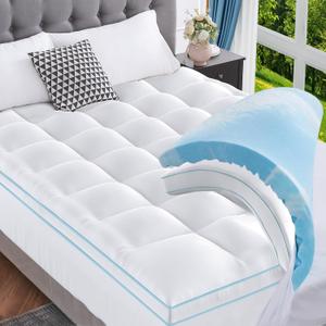 JOLLYVOGUE 4 Inch Dual Layer Mattress Topper Twin XL Size, 2 Inch Gel Foam Mattress Topper Plus 2 Inch Down Alternative Pillow Top Mattress Pad Cover for Back Pain, Medium Support
