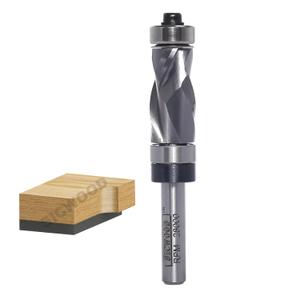 Compression Top and Bottom Bearing Flush Trim Router Bit 1/4 Shank - 1/2" Cutting Dia, Carbide Spiral Up-Down Pattern Template Flush Cut Router Bit, for Wood Trimming
