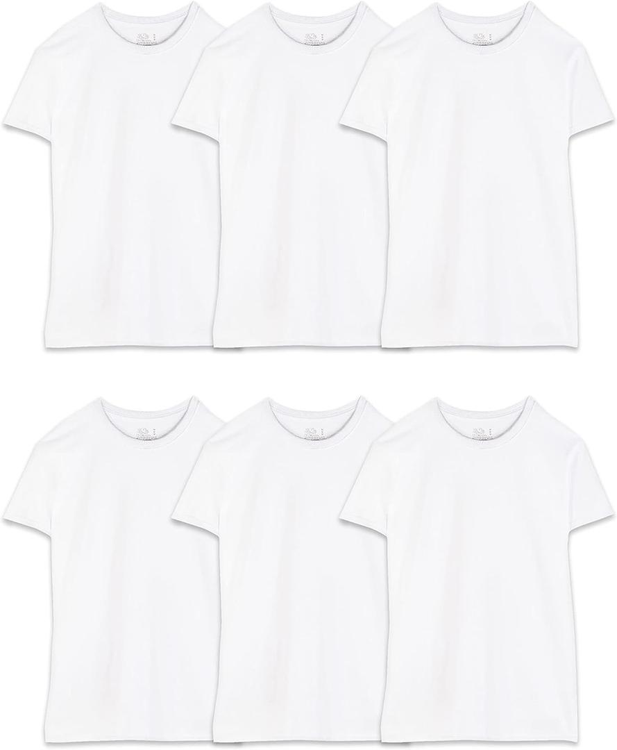 Fruit of the Loom Men's Crew Tee Undershirts, Moisture Wicking & Tag Free,  Big & Tall (XX-Large Big, Big Man - White - 6 Pack)