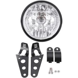 Motorcycle Headlight, LED Driving Moto Light Universal Motorbike Turn Light Bulb for Cafe Racer Cruiser with Bracket, 7Inch