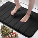 Ultra Soft and Non-Slip Bathroom Rugs, Water Absorbent and Machine Washable Bath Rug for Bathroom, Shower, and Tub, Black 20×30"