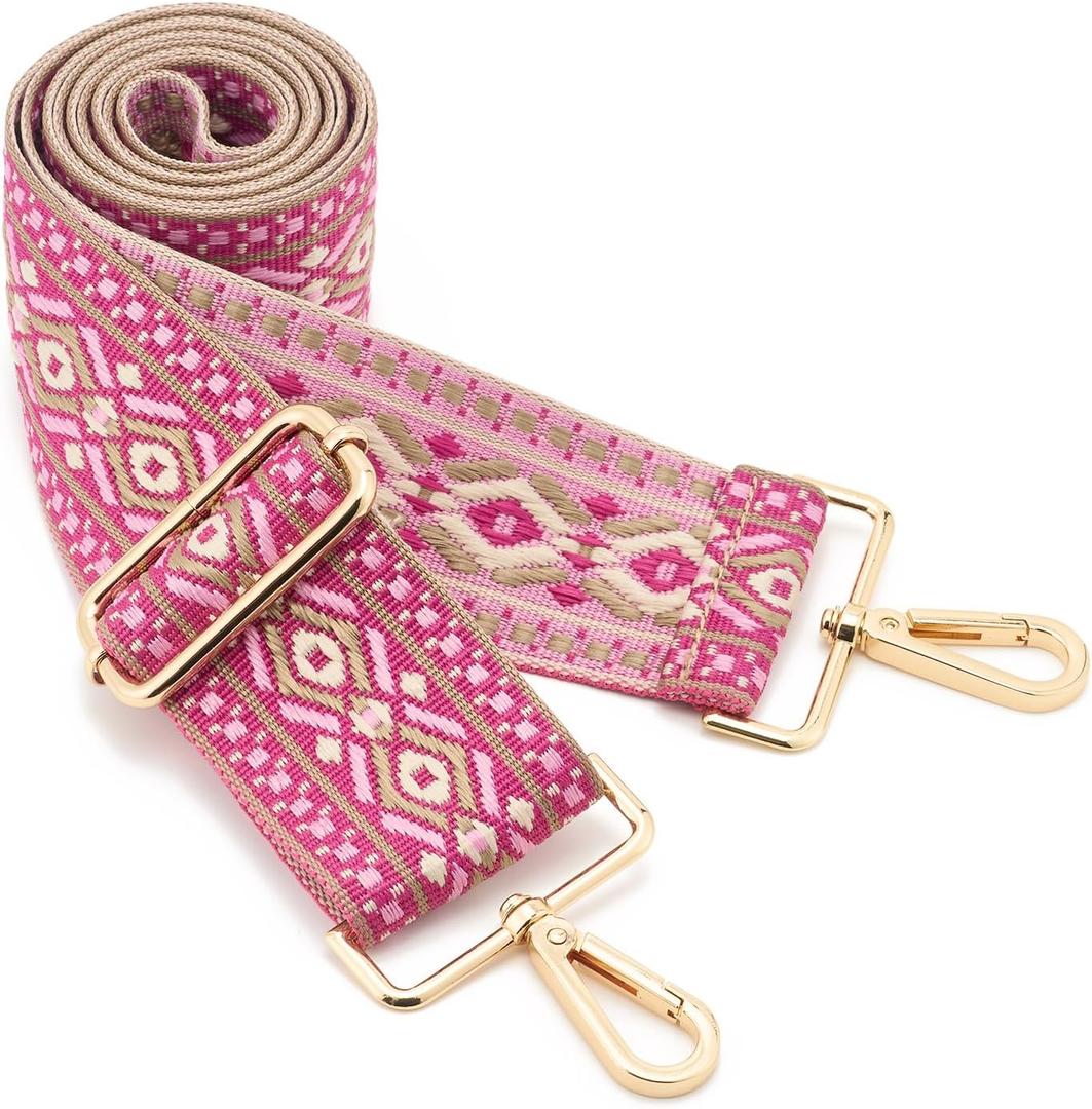 Wide Shoulder Strap Adjustable Replacement Belt Guitar Style Crossbody Bag Handbag Strap Multicolor Canvas Straps(Wide:2in)(Color20)