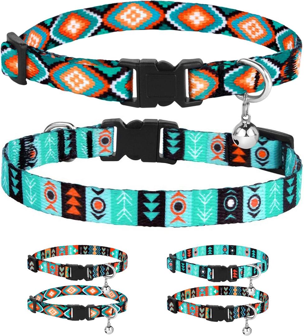 CollarDirect Cat Collar Breakaway with Removable Bell Set of 2 PCS (Aztec & Ethnic)