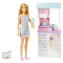 Barbie Careers Playset, Ice Cream Shop Set with Blonde Fashion Doll, Ice Cream Machine, Molds, Dough & Accessories