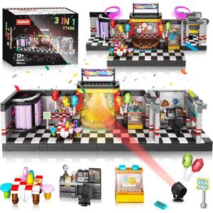 Five Nights Stage Building Blocks Toys, Classic Horror Stage Building Set, Home Decoration Great Birthday Present for Teens, Collectible Present for Game Fans (1388PCS)