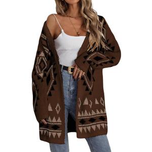 WDIRARA Women's Open Front Long Sleeve Long Cardigan Boho Chunky Sweaters Outwear Coats 2025 Fall Outfits, Large
