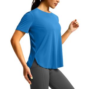 Soothfeel Women's Workout Shirts Short Sleeve Loose Fit Tops UPF 50+ Sun Protection Athletic Gym Run T-Shirts(Royal blueL)