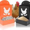 SIHPTO Chicken Grit and Oyster Shell Feeder Metal Automatic Chickens FeedersPoultry Feeder Hanging/Ground Chicken Coop Accessories-Treat Dispenser and Waterer Set