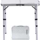 YUFIFAIRY Small Folding Table Portable, 24''L x16''W Foldable Camp Table with 3 Adjustable Height, Indoor Outdoor Lightweight Aluminum for Outdoor Cooking Picnic, (3 Heights)