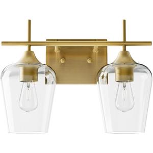 VONLUCE Bathroom Vanity Light, 2-Light Bathroom Light Fixture Over Mirror, Vanity Light Fixtures with Clear Glass, Modern Wall Sconce for Bathroom Bedroom Hallway Kitchen, Brushed Gold