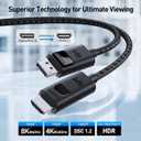 Cable Matters Uni-Directional 8K DisplayPort to HDMI 2.1 Cable - 6ft, with 4K 240Hz / 8K 60Hz, Display Port to HDMI 2.1 Cable, Supports RTX4080, RX7900, Not Work with PS5/Xbox, No VRR Support