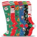 Fenglaoda Compression Socks Women Men 6 Pairs, Knee High Best Support Circulation Socks for Running, Travel, Flight, Nurse, S/M
