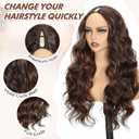 Aisaide Brown Highlight V Part Wig Body Wave For Black Women 24Inch Glueless Full Head Clip In Half Wig V Shape No Leave Out Wear and Go Highlighted Body Brown Wig for Women