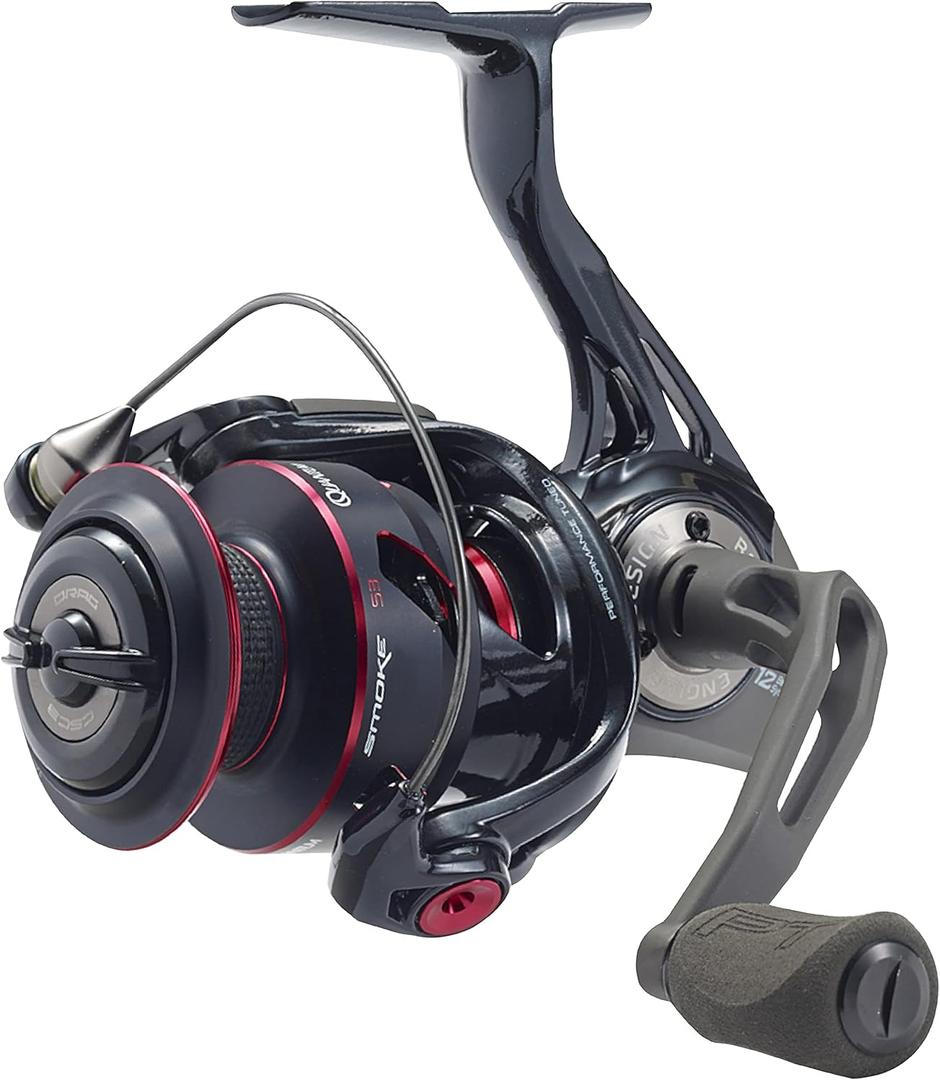Quantum Smoke Spinning Fishing Reel, Changeable Right- or Left-Hand Retrieve, Continuous Anti-Reverse Clutch with NiTi Indestructible Bail, SCR Alloy Frame, Black