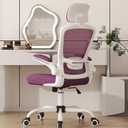 Mimoglad Office Chair, High Back Ergonomic Desk Chair with Adjustable Lumbar Support and Headrest, Swivel Task Chair with flip-up Armrests for Guitar Playing (Modern, Orchid)