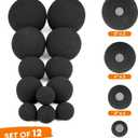 Stanbroil 12 Pack Ceramic Balls, Mixed of 4 Size Fireplace Balls, Modern Accessory for Indoor or Outdoor Fire Pits Fire Bowl and Fireplace, Black