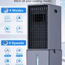 4-IN-1 Windowless Air Conditioner Portable w/3.2-Gal Tank for 30H Cooling, 4 Speeds &4 Modes, Waterless Alert System Swamp Cooler, LED Touch & Remote,12H Timer, Evaporative Air Cooler for Room
