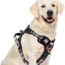 PUPTECK No Pull Dog Harness for Large, Adjustable Reflective Dog Harness with Handle Easy Control, Comfortable Soft Padded Pet Vest Harness for Large Dogs, Plaid Black XL