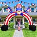 12FT Length 9FT Tall Independence Day Inflatables Uncle Sam Decorations, 4th of July Blow Up Inflatable Yard Decorations Built-in 5 LEDs for Party Garden Lawn Patriotic Decorations Outdoor