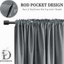 DONREN 36 Inches Long Medium Grey Blackout Small Curtains for Bathroom -Room Darkening Thermal Insulating Curtain Tiers for Bedroom with Rod Pocket(30" x 36" Length,2 Panels)