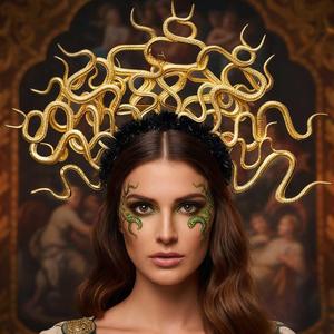 Unicra Gold Medusa Headpiece Snake Headband Medusa Costume Hair Accessories for Women (1 Count (Pack of 1))