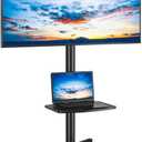 Rfiver Mobile TV Stand for 23-65 Inch LCD LED Flat/Curved Panel Screen TVs up to 88 lbs, Rolling TV Stand with Adjustable Shelf & Tilt, Portable Floor Stand on Wheels for Bedroom, Living Room, Office (Black)