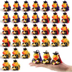 Graduation Ducks Class of 2025 - 36Pc Rubber Ducks with Grad Cap Diploma,College Student Son Daughter School Graduation Gifts Party Favor,Funny Cute Bulk Toys for Her&Him
