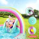 SULIFEEL Rainbow Unicorn Inflatable Play Center Kiddie Pool with Slide and Sprinkler for Children, 96''x59''x39''in Baby Pool for Backyard and Garden