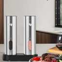 Electric Salt and Pepper Grinder Set with Rechargeable Base - Upgraded Large Capacity, Refillable Pepper Mill Set with LED Light & Adjustable Coarseness, Ideal for Kitchen, Outdoor, BBQ & Gift Giving