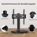 Universal 26-80" Tabletop TV Stand, 88 lb Steel & 8 mm Glass Base, 6-Level Height Snap, 10-Min No-Drill Install, VESA 100100-400400 mm