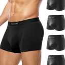 Casey Kevin Mens Boxer Briefs Soft Cotton Underwear Moisture-Wicking Breathable Trunks Tagless Underpants for Men Pack (Black, L)