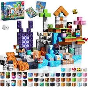 150 PCS 0.8in Magnetic Blocks - Magnet Toys, Magnetic Building Blocks Cubes, Stacking Magnets, School STEM Toys Birthday Gifts for Boys and Girls Age 3+ Years Old (Theme: Adventure World)