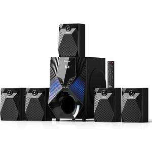 Bobtot Home Theater System, 1000 Watts Peak Power Surround Sound Systems 5 Wired Satellite Audio Speakers 8" Subwoofer 5.1/2.1 Channel Deep Bass with ARC Optical Bluetooth AUX Input