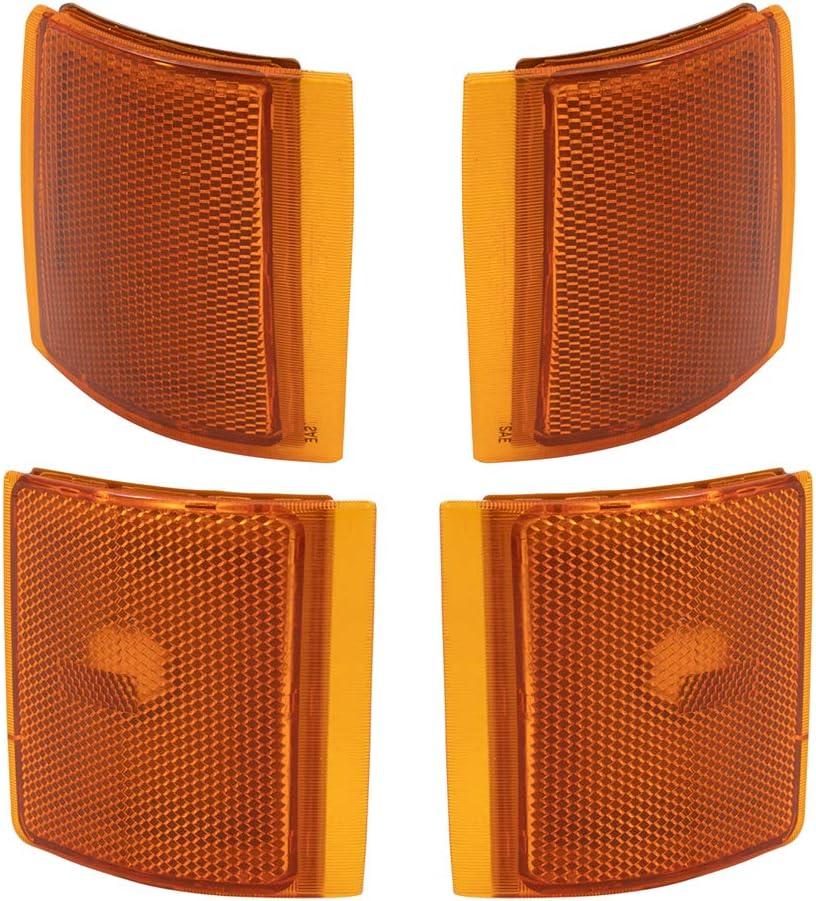Brock Aftermarket Replacement Driver Left Passenger Right Upper and Lower Side Marker Light Unit 4 Piece Set Compatible with 1994-2002 GMC C/K Pickup