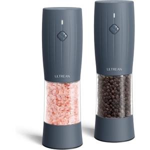 Ultrean Pepper Grinder, Electric Salt and Pepper Grinder Set with USB-C Rechargeable, Spice Mill, 6 Adjustable Coarseness, LED Light, Larger Capacity, Gift for Women Mom, Blue-Grey