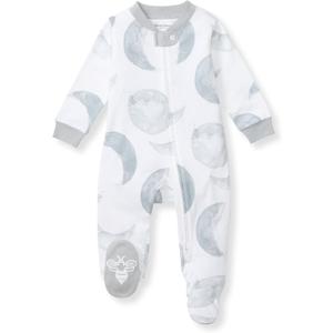 Burt's Bees Baby Baby Girls Pajamas, Zip Front Non-Slip Footed Sleeper Pjs, 100% Organic Cotton 0-3M